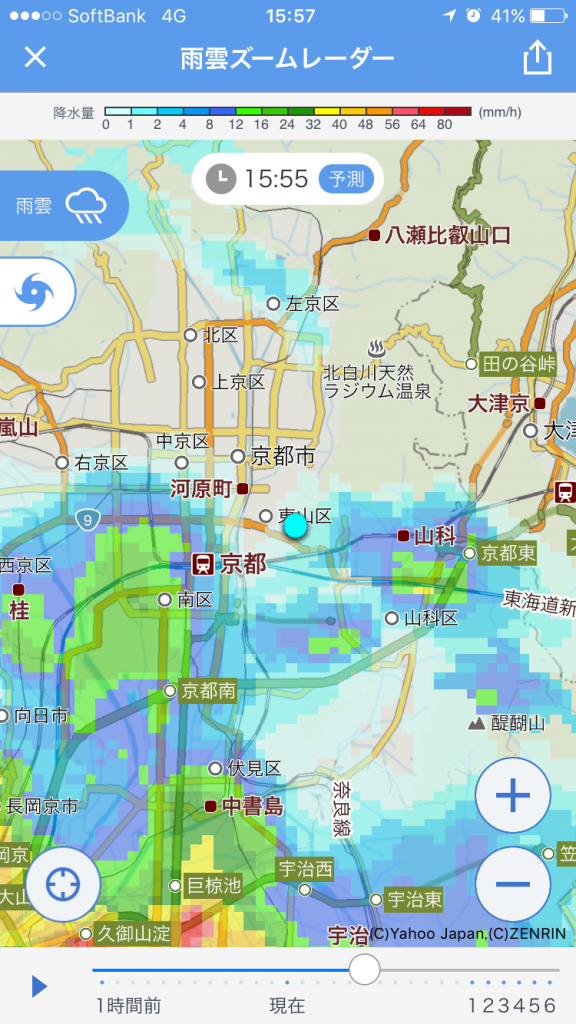 雨雲 レーダー 京都